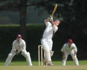 Luckett's Dave Browns big hit leads to him being caught out by Wadebridges Stuart Parkyn.